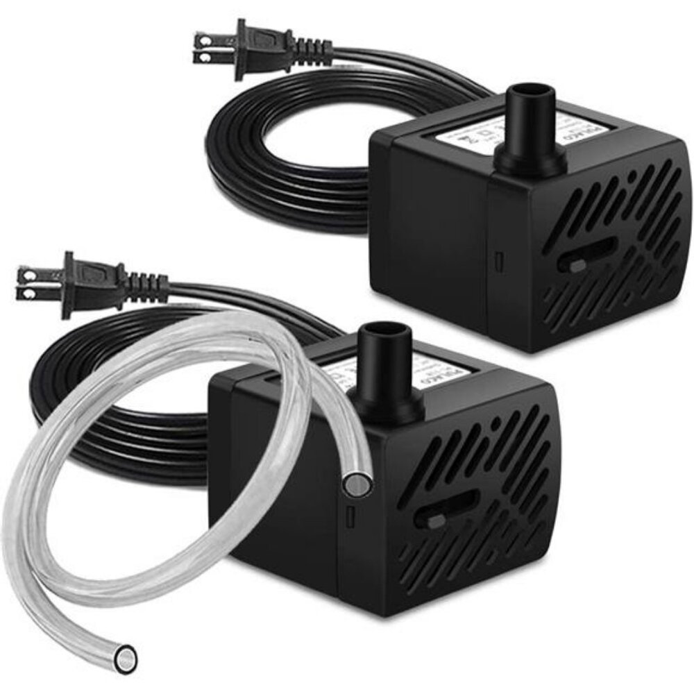 2Pcs Mini Fountain Pump (50GPH 3W), Ultra Quiet Submersible Water Pump